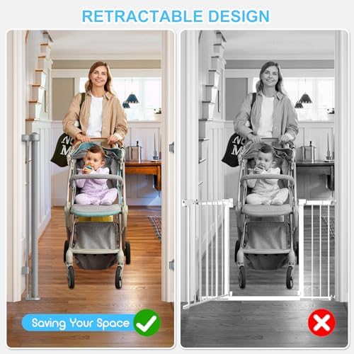 EZIGO 71 Inch Retractable Baby Gates, 41 Inch Extra Tall Retractable Gate - Image 6