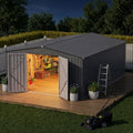 10 x 12 FT Outdoor Storage Shed, Heavy Duty Metal Shed with Lockable Double Door, 2 Magnetic Light, Sloped Roof & Vents for Garden Backyard Lawn, Dark Gray by Unknown