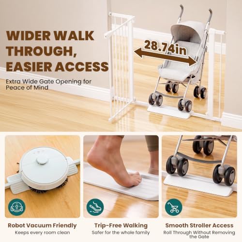 Mumeasy 36-55 in Baby Gate for Doorways, Extra Wide Dog Gate Indoor, White - Image 3