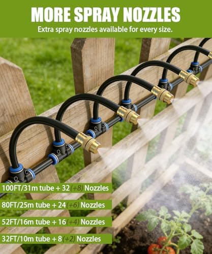 52FT 5/16" Misting Irrigation System for Garden with 20 Adjustable Nozzles - Image 2