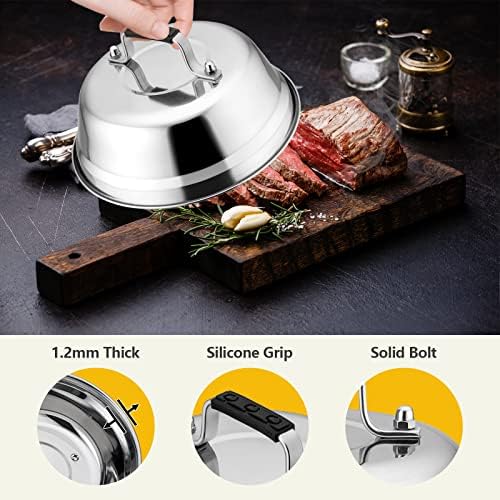 Leonyo 12IN&9IN Stainless Steel Griddle Basting Cover Dome, 4 Pack - Image 4