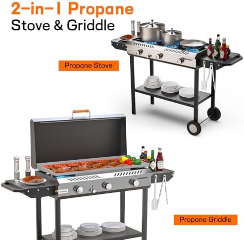 Veralune 2-in-1 Propane Stove & 33'' Griddle Combo with Ignition - Image 2
