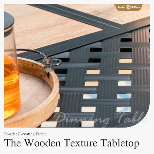 Sophia & William Outdoor Dining Set for 6 w/Wood-Look Table & Blue Chairs - Image 6