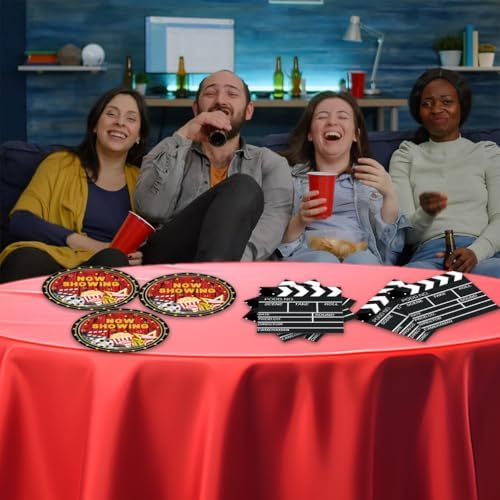 Egami 40pcs Movie Night Party Supplies,include 20 Dessert plate and 20 Napkin,Now Showing Birthday Plate Napkin Set，Used for Bridal Shower Birthday Party Decoration - Image 5