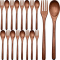 Patelai 16 Pieces Wooden Spoons Forks Set Wooden Utensils for Eating by Patelai