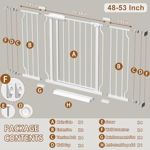 Fairy Baby 48-53 Inch Extra Wide Baby Gates Auto Close Child Safety Gates - Image 3