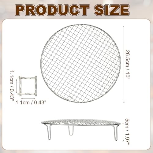 uxcell 10 Inch Round Cooking Rack, Stainless Steel Canning Racks with Legs, Barbecue Mesh Grill for Baking Cooling Steaming Cookware - Image 2