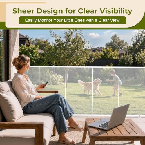 200" Extra Wide Retractable Baby Gates Dog Gate, 47" Tall Child Pet Safety Gate with Reinforced Strips for Stairs, Extra Long Garage Gates Mesh Fence for Driveway Decks Patio Outdoor Indoor - Image 5