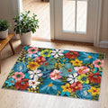 Front Door Mat Outside Entrance - 2x3 Colorful Botanical Floral Rug by Othilic