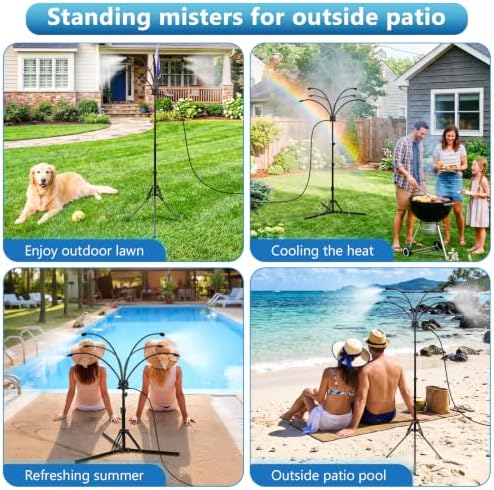 6-Adjustable Nozzle Standing Misters for Outside Patio - Easy to Install & Maintain, Customize Mist, Durable & Long-Lasting for Backyard Cooling - Image 5