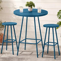 Best Choice Products 3-Piece Patio Dining Set, Bar Height, Outdoor Bistro Set, Outdoor Round Bar Table w/ 2 Bar Stools, Steel - Peacock Blue by BestChoiceProducts