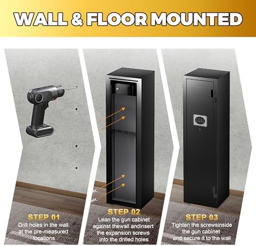 2-3 Gun Safes, Rifle Safe for Home with No Assembly Needed, Gun Safe for Rifles with Quick Access, Gun Cabinets with Mute Mode, Rifle Gun Safe with Removable Shelf, 52”H Gun Safe Rifle - Image 6