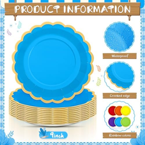 96 Pcs Rainbow Paper Plates 9 Inch Scalloped - Image 4