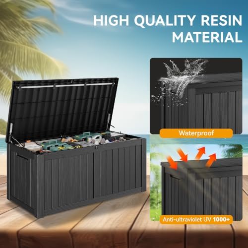 KAMABOKO 160 Gallon Outdoor Storage Box Waterproof Deck Box for Patio - Image 3