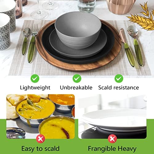 Teivio 32-Piece Plates and Bowls Sets for 8, Wheat Straw Dinnerware Sets - Image 6