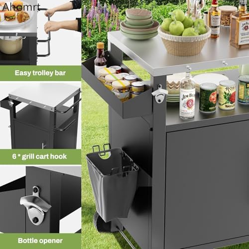Outdoor Grill Cart with Patio Furniture, Outdoor Grill Table with Storage - Image 3
