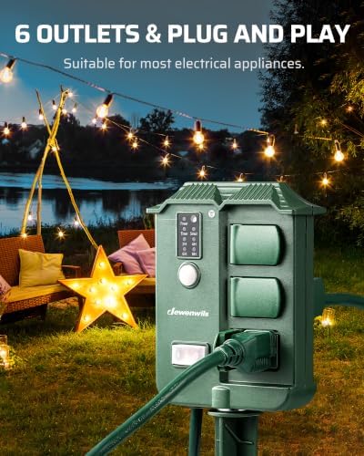 DEWENWILS Outdoor Power Stake Timer, Dusk to Dawn Timer with 2 Remotes - Image 6