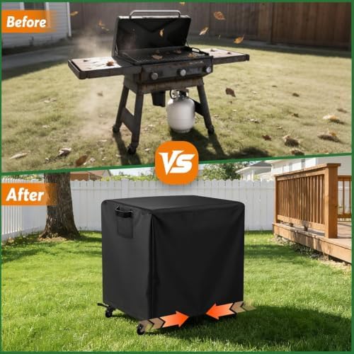 Charcoal Grills Cover for Feasto Outdoor Propane Deep Fryer with Rolling Cart, Waterproof Outdoor Grill Cover BBQ Grill Cover Barbeque Grill Cover (Cover Only) - 34" L×19" W×38" H, Black - Image 6