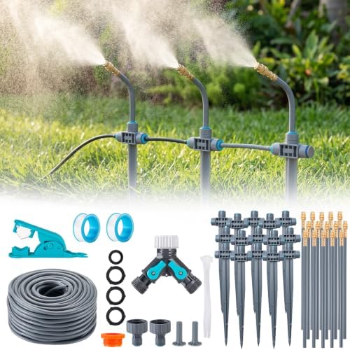 64FT 1/4" Drip Irrigation System with Stakes, 360° Adjustable Watering Kit by Unknown