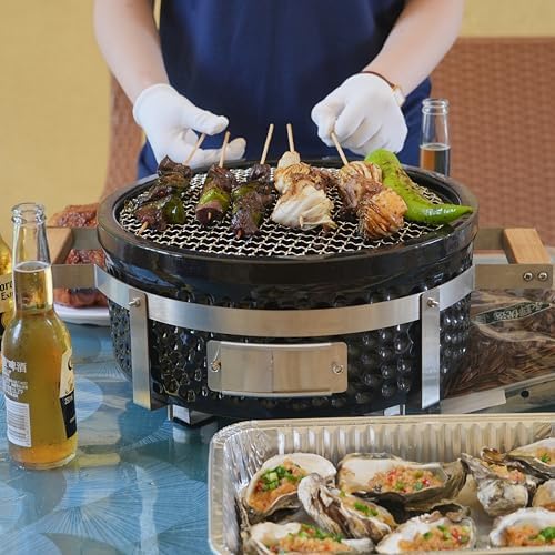 Yakitori Ceramic Charcoal Grill, Japanese Tabletop BBQ, Round 14" - Image 5