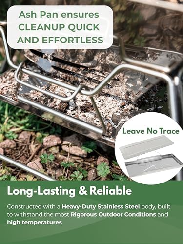 CAMPINGMOON Portable Fire Pit Grill Large 20 Inch Stainless Steel MT-3 - Image 4