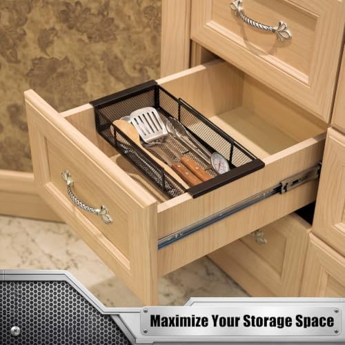 LemonRoad 1 Pcs Expandable Drawer Organizer Metal, Black - Image 5