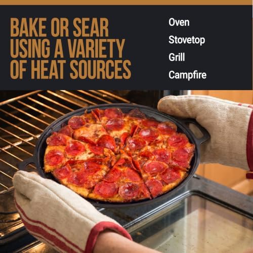 Home-Complete Cast Iron Pizza Pan with Dual Handles, 12 Inch - Image 3