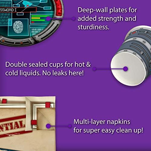 Secret Agent Top Secret Spy Birthday Party Supplies Set Plates Napkins Cups Tableware Kit for 16 - Image 5