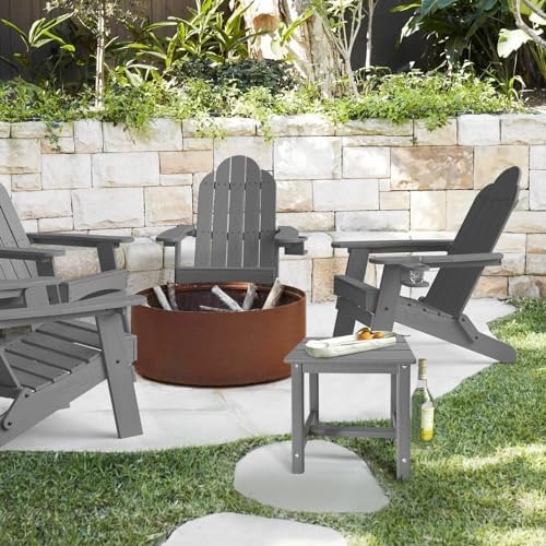GARDENSTAR Adirondack Square Side Table,one-Tier Outdoor end Table, Patio Side Table for Pool,Porch,Backyard,Relaxing Companion (Grey) (Pack of 2) - Image 2
