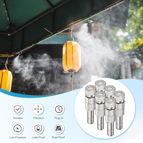 M METERXITY 20-Pack Brass Misting Nozzles, 0.012"/0.3mm Orifice Mister Replacement Heads with Filter Mesh for Cooling System/Landscaping/Humidification, 6mm Low-Pressure Fog Sprayer Nozzle - Image 4