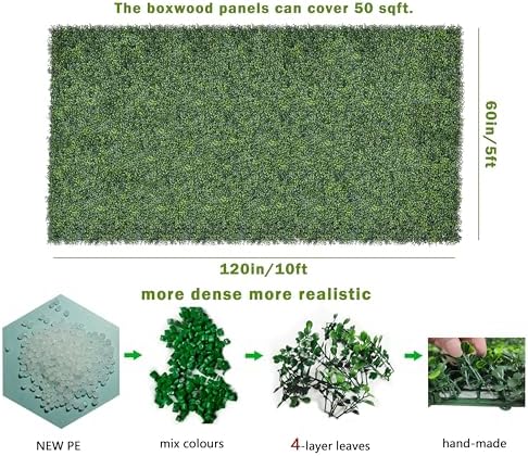 Bybeton 60"x120"(50sqft) Ultra-Dense Boxwood UV Privacy Fence - Image 2