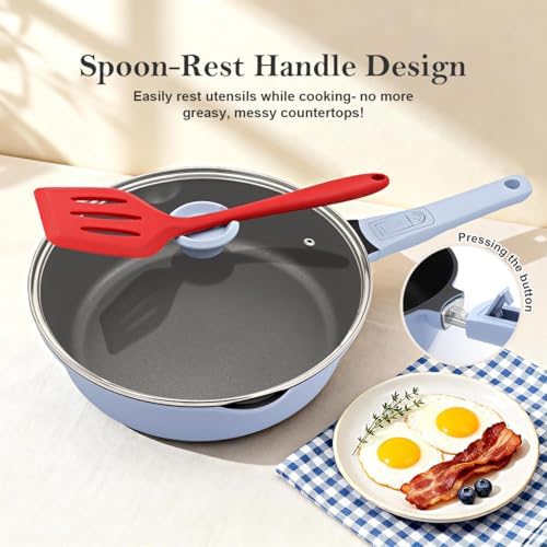 12 Inch Nonstick Deep Frying Pan Skillet with Lid, Large Saute Pan - Image 4