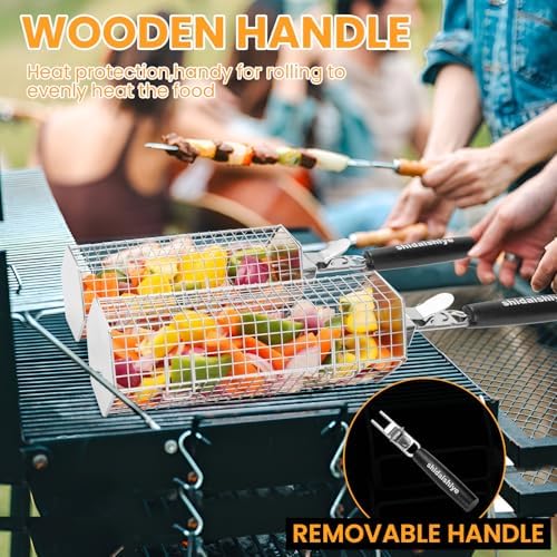 2 Pack Rolling Grill Basket, Hexagonal BBQ Grill Baskets - Image 6