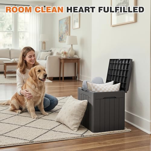 32 Gallon Deck Box Outdoor Indoor Waterproof Storage Box for Patio Furniture, Pool Accessories, Garden Tools, and Cushion Storage, Gray - Image 2