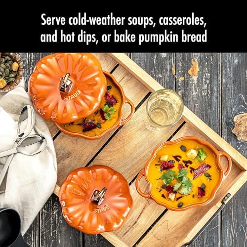 Staub Ceramic 16-oz Petite Pumpkin Cocotte - Burnt Orange - Image 3