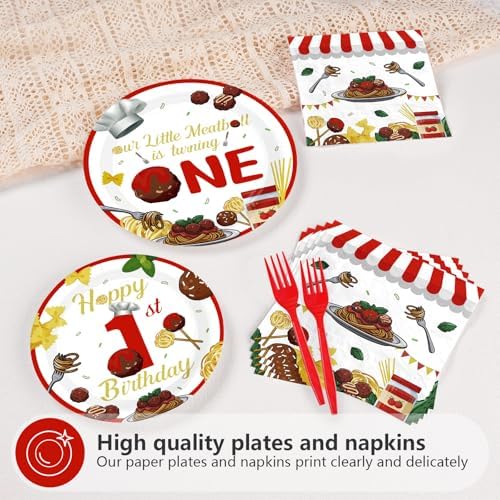 96Pcs Meatball 1st Birthday Italian Party Decorations, Serves 24 - Image 3