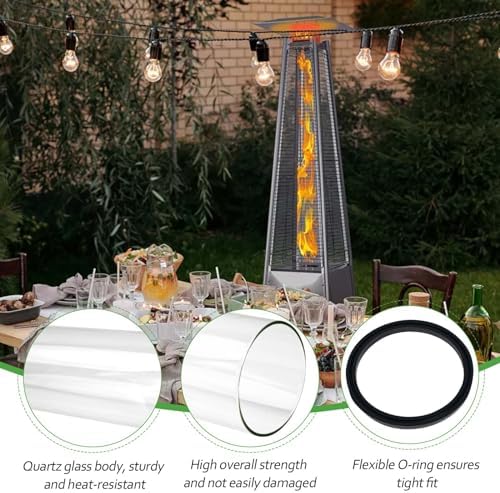 Patio Heater Glass Tube Replacement,49.5" Tall 4" Diameter with Silicone Connecting Ring Compatible with Four-Sided Pyramid Flame Outdoor Heater, Glass Tube Patio Heater for Hiland, Fire Sense - Image 3