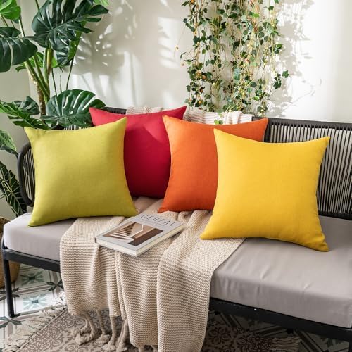 MIULEE Pack of 2 Decorative Outdoor Solid Waterproof Throw Pillow Covers polyester Garden Farmhouse Cushion Cases for Summer Patio Tent Balcony Couch Sofa 20x12 Inch Mustard Yellow - Image 4