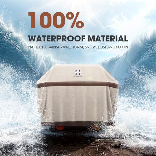 HAMLER Grill Cover 52 Inch, Heavy Duty Waterproof BBQ Covers, Gas Grill Covers Fits Weber Spirit, Weber Genesis, Char-Broil, Nexgrill, Brinkmann, Brown & Beige - Image 6