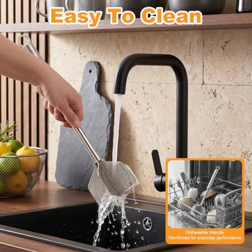 Stainless Steel Meat Masher, 6-Blade Ground Beef Chopper Tool, Heavy Duty Hamburger Smasher Potato Masher, Food Grade Vegetable Puree Shredder Mixer Utensil, Kitchen Gadgets, Dishwasher Safe (A) - Image 4