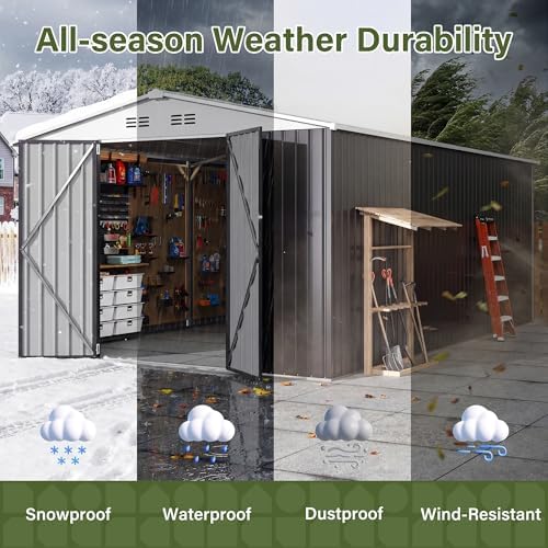 Polar Aurora 10x16 Outdoor Storage Metal Shed with Updated Frame Structure - Image 4