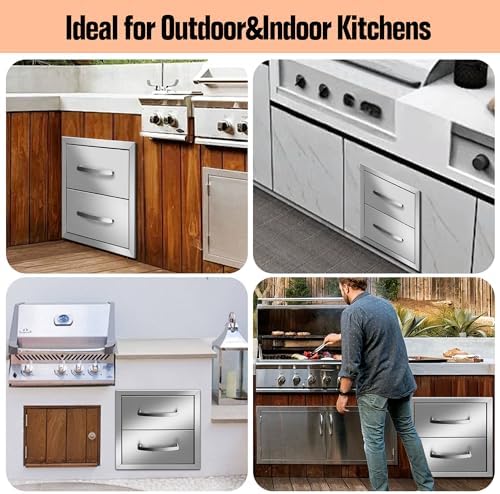 Outdoor Kitchen Double Drawers 14W x 14.3H x 23D Inch, Flush Mount Access BBQ Island Drawers for Outdoor Kitchens or Patio Grill Station - Image 6