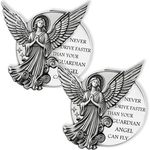 Guardian Angel Visor Clip for Car,Never Drive Faster Clip 2.95 Inch, Drive Safe Inspirational Gifts for Women Men (2pcs Guadian Angel Pouch Pack) by Meliatomia