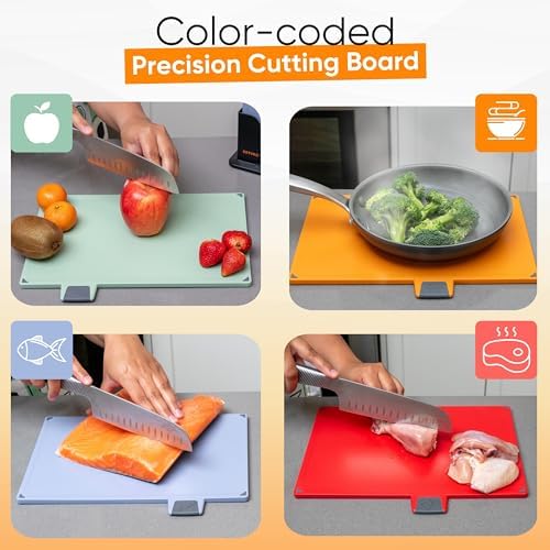 4-Piece Non-Toxic Cutting Board Set 12"L x 9"W with Premium Scissors – BPA-Free Plastic and Rubber Chopping Boards for Kitchen Essentials with Organizer, Dishwasher Safe Accessories Holder. - Image 4