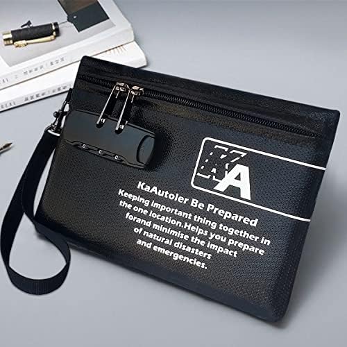 KaAutoler Small Fireproof Bag with Lock, Waterproof Money Bag with Zipper Pouch Envelope Container for Cash, Keys, Jewelry and Other Valuables - Image 2