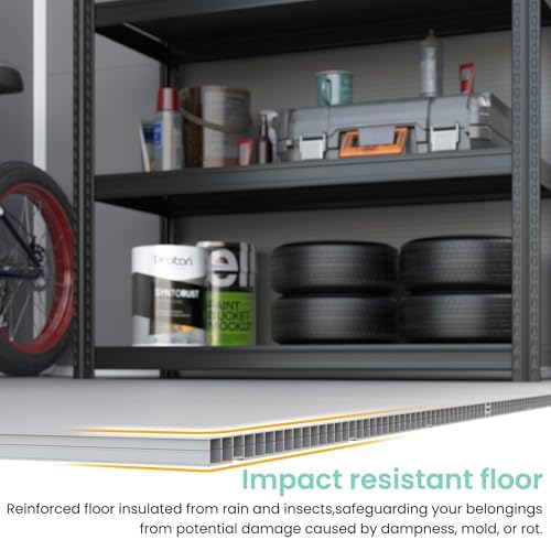 UDPATIO Plastic Storage Shed 7.5x10FT, Outdoor Resin Garden Shed,Grey White - Image 4
