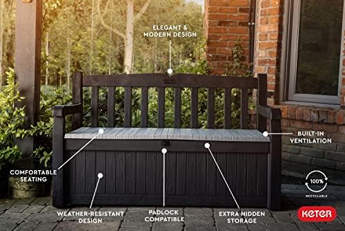 Keter Solana 70 Gal Outdoor Storage Bench for Patio and Pool Accessories - Image 5