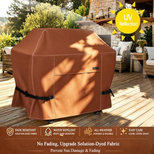 NettyPro Grill Cover for Outdoor Grill 56 Inch Waterproof Heavy Duty, Brown - Image 5