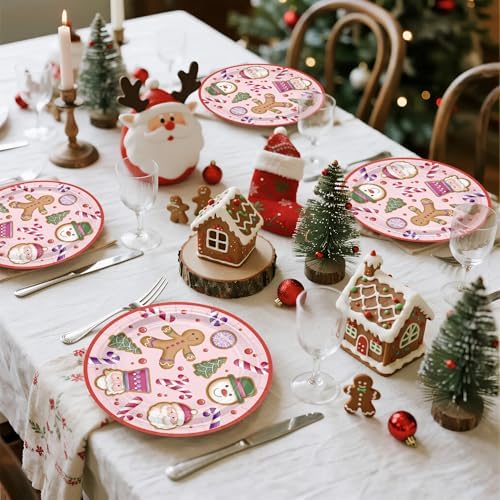 WRAPAHOLIC 25Pcs Christmas Paper Plates - 9 Inch Gingerbread Disposable Plates Decorative Dinner Plates for Christmas Party Tableware Supplies Table Decor - Image 4