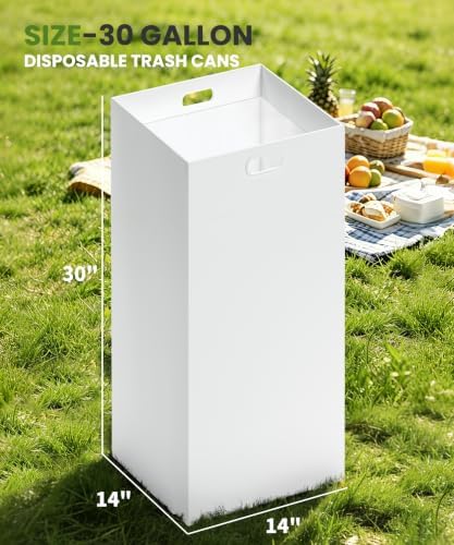 Magicheap 30 Gallon Disposable Trash Cans for Parties with Rim Clips 4 Pack - Image 3